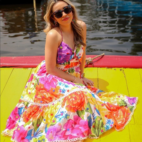 Farm Rio Rainbow Chita Floral-Print Midi Dress - Picture 3 of 16